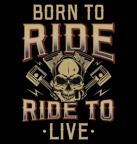 Obrázek produktu Dámské tričko Lebka Motorkáře Born to Ride Ride to Live