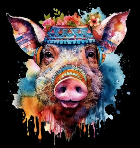 Obrázek produktu Dětské tričko Barevné Prase Boho