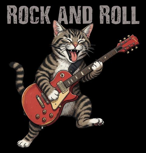 Obrázek produktu Dětské tričko Divoká Kočka s Kytarou Rock & Roll