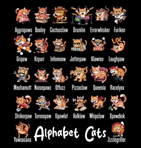 Obrázek produktu Dětské tričko Kočičí Abeceda Alphabet Cats
