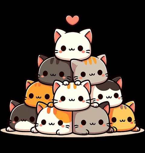 Obrázek produktu Pánské tričko Kočičí Pyramida Kawaii