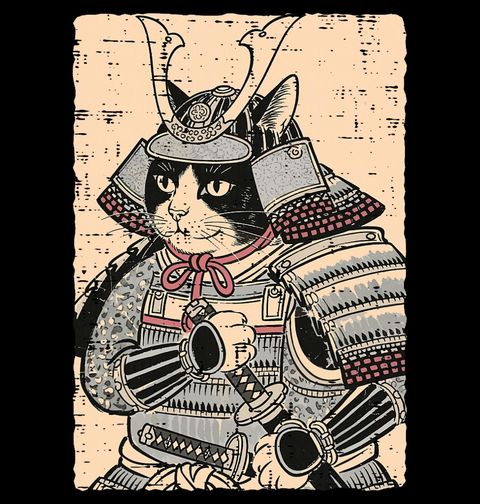 Obrázek produktu Pánské tričko Kočka v Samurajské Zbroji Ukiyo-e Art