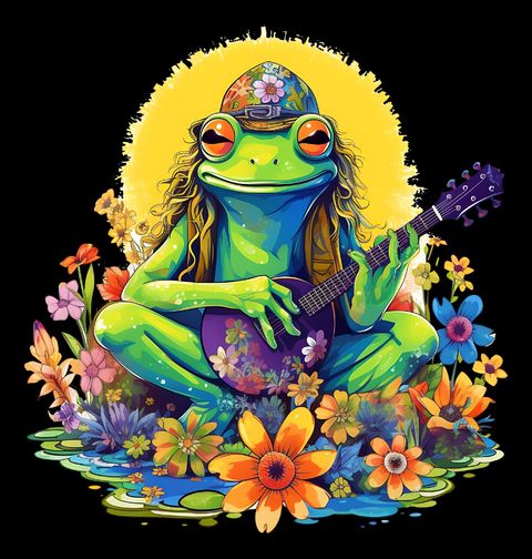 Obrázek produktu Pánské tričko Hippie Žába s Mandolínou
