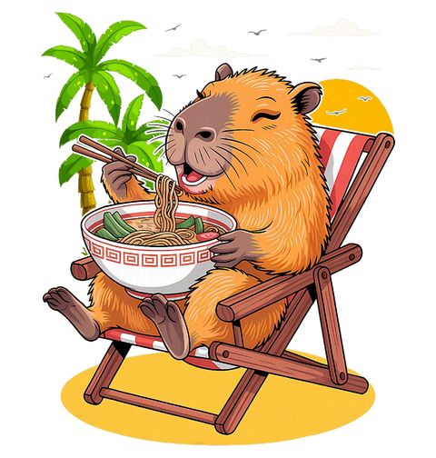 Obrázek produktu Dámské tričko Kapybara Ramen na Pláži