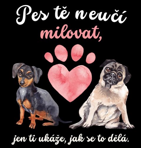 Obrázek produktu Pánské tričko Pes tě neučí milovat, jen ti ukáže, jak se to dělá