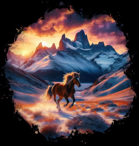 Obrázek produktu Pánská mikina Divoký Kůň Mustang v Horské Krajině