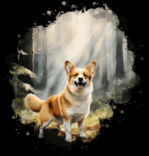 Obrázek produktu Dámské tričko Usměvavý Corgi v Lese