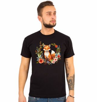 Obrázek 1 produktu Pánské tričko Liška v Květinách Cute Red Fox