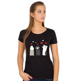 Obrázek 1 produktu Dámské tričko Tři Kočičí Tlapky Cat Paws Hearts