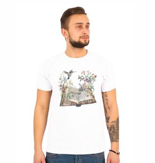 Obrázek 1 produktu Pánské tričko Kniha Květin a Kolibřík Vintage Book Flowers