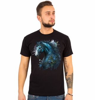 Obrázek 1 produktu Pánské tričko Magický Modrý kůň s květinami