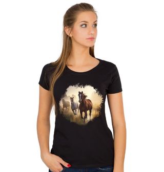 Obrázek 1 produktu Dámské tričko Běžící Koně po poli Quarter Horse