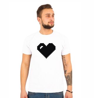 Obrázek 1 produktu Pánské tričko Pixelové Černobílé Srdce Heart