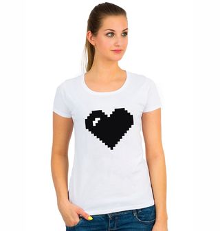 Obrázek 1 produktu Dámské tričko Pixelové Černobílé Srdce Heart