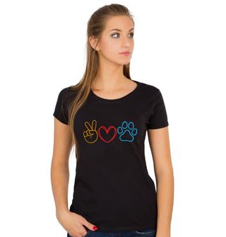 Obrázek 1 produktu Dámské tričko Kočičí Mír a Láska Peace Love Paw