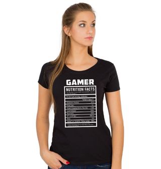 Obrázek 1 produktu Dámské tričko Nutriční Hodnoty Hráče Gamer Nutrition Facts