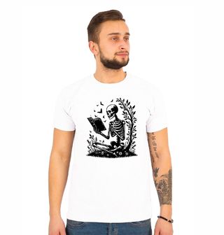 Obrázek 1 produktu Pánské tričko Poetický Kostlivec s Knihou