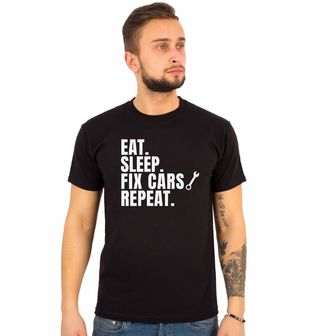 Obrázek 1 produktu Pánské tričko Jez Spi Opravuj Opakuj Eat Sleep Fix Cars Repeat
