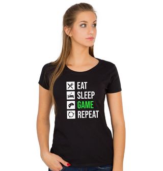 Obrázek 1 produktu Dámské tričko Jez Spi Hraj Opakuj Eat Sleep Game Repeat