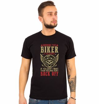 Obrázek 1 produktu Pánské tričko Drsný Motorkář Raději Ustup Warning: Biker Back Off