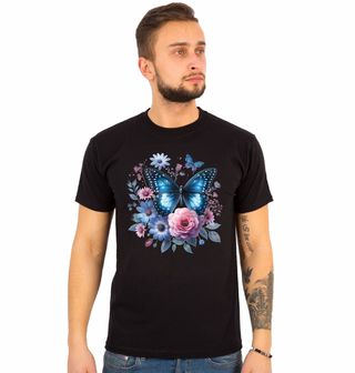 Obrázek 1 produktu Pánské tričko Modrý Morpho na květinách