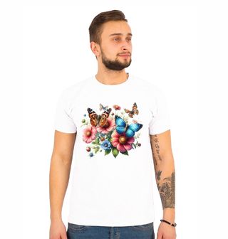 Obrázek 1 produktu Pánské tričko Babočka a Morpho na květinách