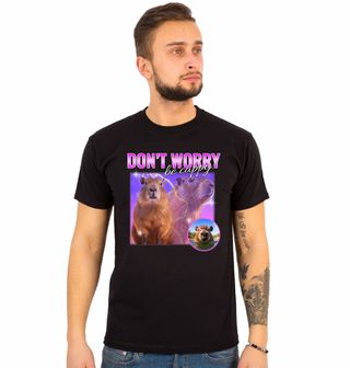 Obrázek 1 produktu Pánské tričko Růžová kapybara Don’t worry Be cappy
