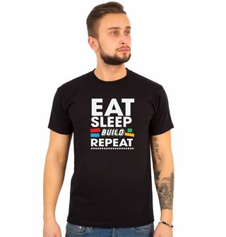 Obrázek 1 produktu Pánské tričko Jez Spi Stav Opakuj Eat Sleep Build Repeat