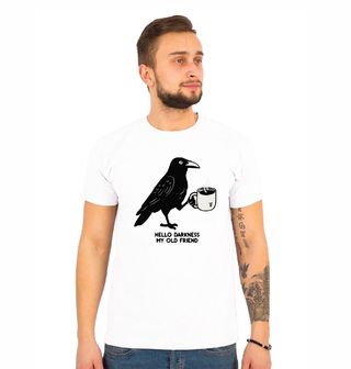 Obrázek 1 produktu Pánské tričko Havran s Kávou Hello Darkness My Old Friend