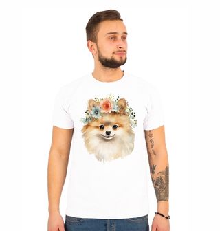 Obrázek 1 produktu Pánské tričko Květinový Pes Pomeranian