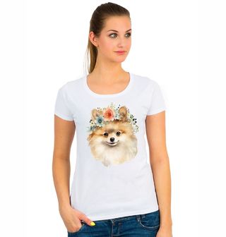 Obrázek 1 produktu Dámské tričko Květinový Pes Pomeranian