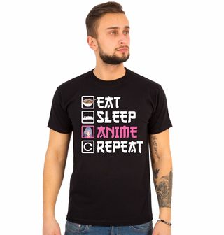 Obrázek 1 produktu Pánské tričko Jez Spi Posiluj Anime Eat Sleep Anime Repeat