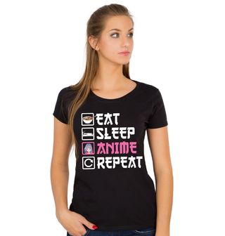 Obrázek 1 produktu Dámské tričko Jez Spi Posiluj Anime Eat Sleep Anime Repeat