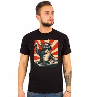 Obrázek 1 produktu Pánské tričko DJ Kočka u Mixážního Pultu
