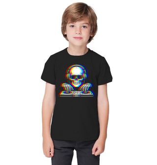 Obrázek 1 produktu Dětské tričko DJ Kostlivec Glitch Skull DJ