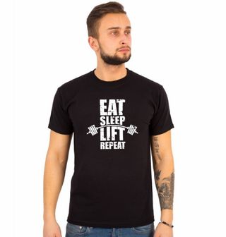 Obrázek 1 produktu Pánské tričko Eat Sleep Lift Repeat Jez, Spi, Zvedej, Zopakuj 