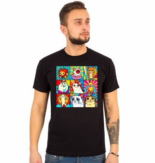 Obrázek 1 produktu Pánské tričko Náladové Kočky Pop Art Cat