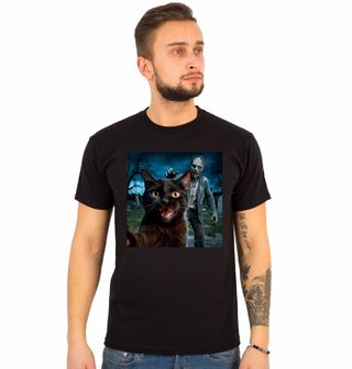 Obrázek 1 produktu Pánské tričko Kočka a Zombie Selfie ze Hřbitova
