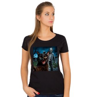 Obrázek 1 produktu Dámské tričko Kočka a Zombie Selfie ze Hřbitova