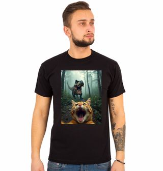 Obrázek 1 produktu Pánské tričko Selfie Kočky a Útok T-Rexe