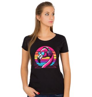 Obrázek 1 produktu Dámské tričko Retro DJ Plameňák Vaporwave