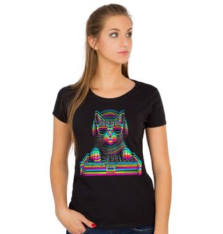 Obrázek 1 produktu Dámské tričko DJ Kočka Glitch Cat