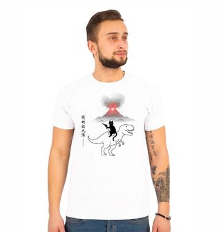 Obrázek 1 produktu Pánské tričko Kočka na T-Rexovi Erupce Sopky