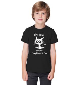 Obrázek 1 produktu Dětské tričko Kočka pod Napětím It's Fine I'm Fine Everything is Fine