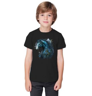 Obrázek 1 produktu Dětské tričko Magický Modrý kůň s květinami