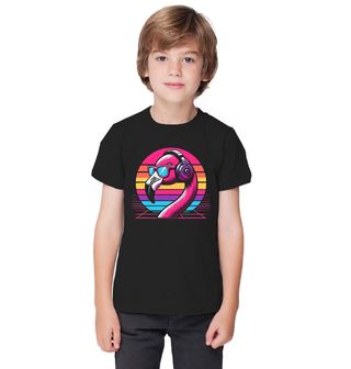 Obrázek 1 produktu Dětské tričko Retro DJ Plameňák Vaporwave