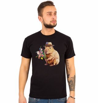 Obrázek 1 produktu Pánské tričko Gentleman Kapybara s Květinami