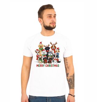 Obrázek 1 produktu Pánské tričko Vánoční Smečka Psů Merry Christmas