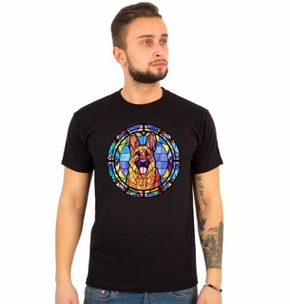 Obrázek 1 produktu Pánské tričko Psí Vitráž Německý ovčák Stained Glass