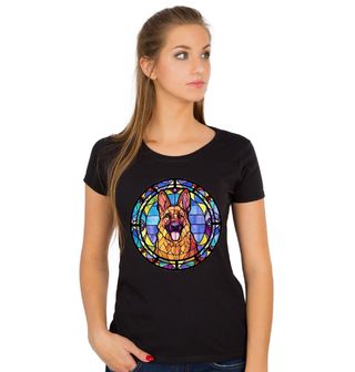 Obrázek 1 produktu Dámské tričko Psí Vitráž Německý ovčák Stained Glass